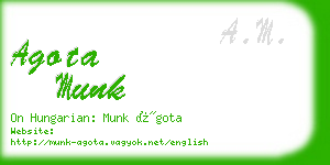 agota munk business card